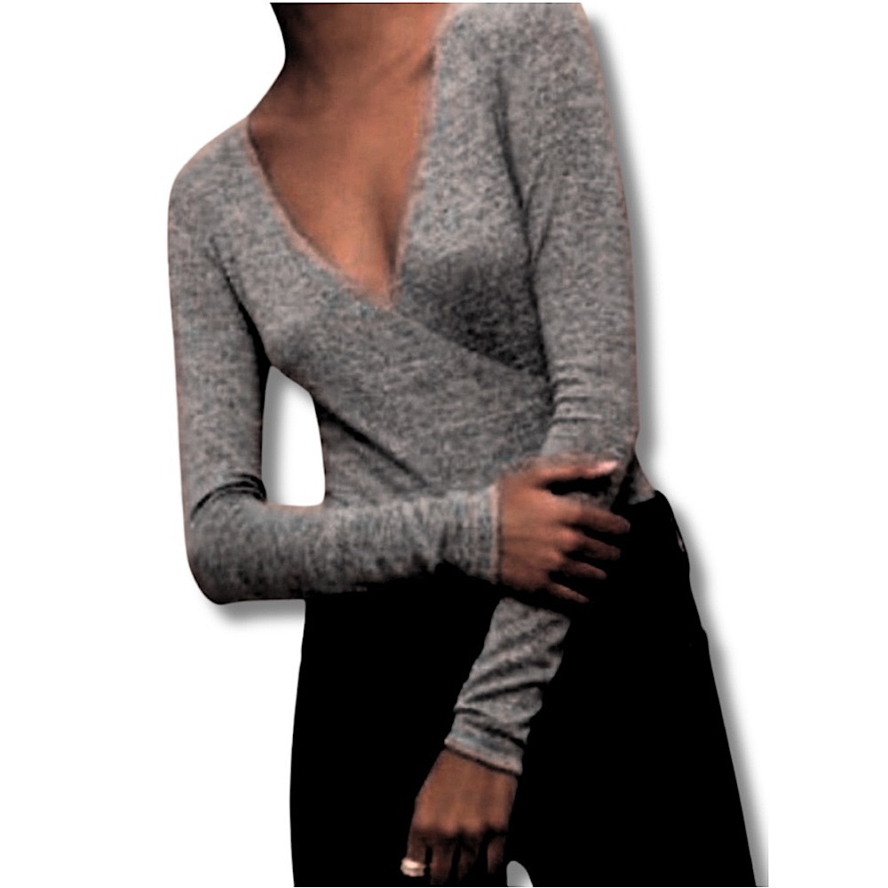 Aritzia Wilfred Free Heather Grey Katsia Ballet Wrap Top Sz. Medium